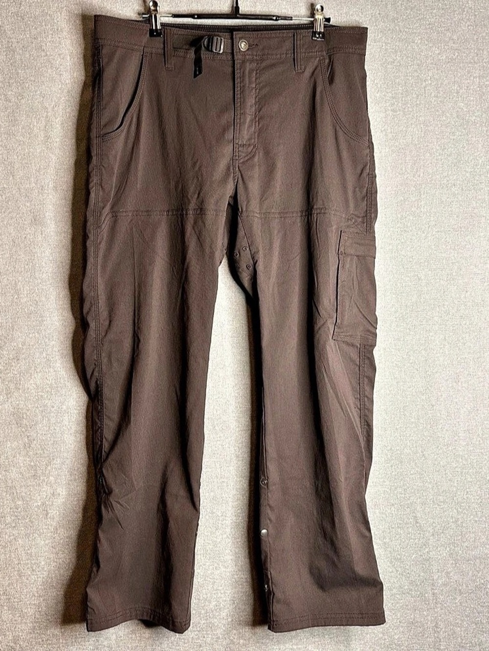 prAna Stretch Zion Pants Mens 34x30 Charcoal Hiking Cargo Roll Up Stretch 34x29